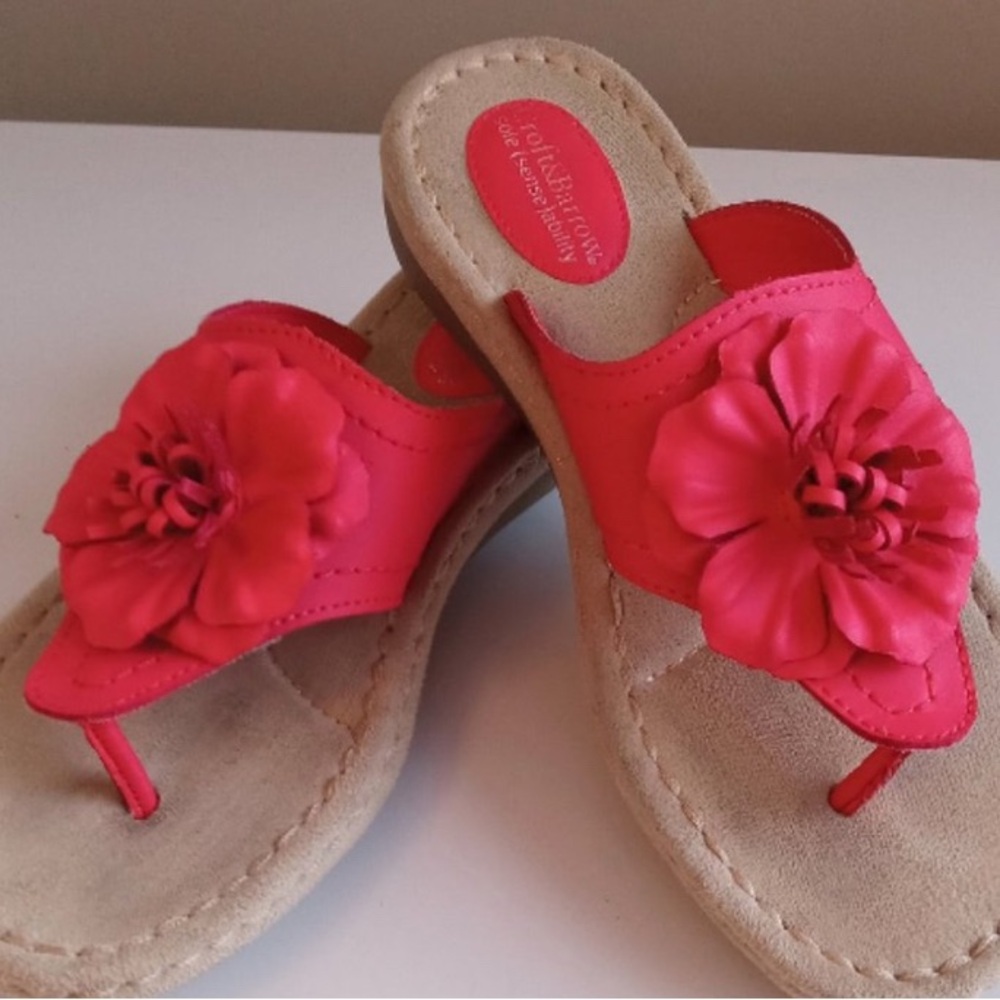 Pink and Cream Floral Sandals with Flat Sole